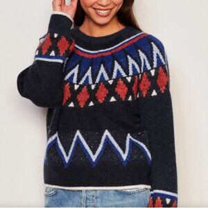 Anthropologie Sundry Fair Isle Sweater Sz XL 70s Retro Holiday Cabincore